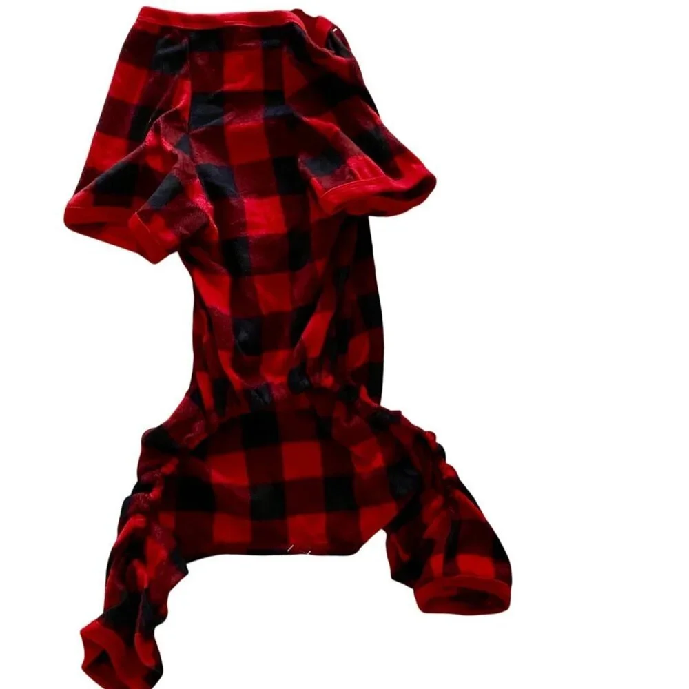 Wondershop Pet Pajamas Buffalo Check Black Red Dog Large NEW NWT